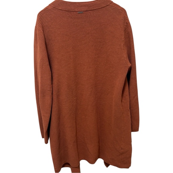 Anthropologie Sioni Wool Blend Ribbed Cardigan Burnt Orange - Picture 6 of 9